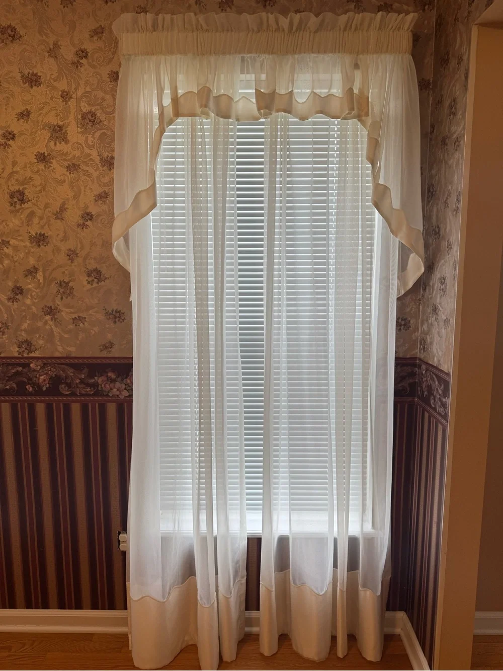 10 panels of 84” Sheer White Window Curtain Panel Set w/ 5 valances
